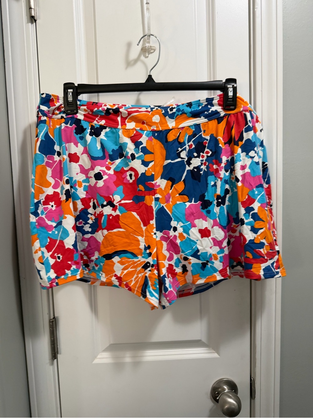 Lands' End Bright Floral Multicolor Swim Shorts - Orange, Blue, Pink, White